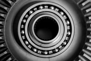 Zoomed in view of steel bearing races