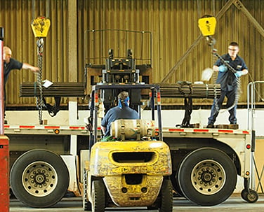 Loading steel truck