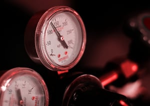 Up-close image of a pressure guage