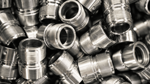 Pile of precision-machined stainless steel fasteners